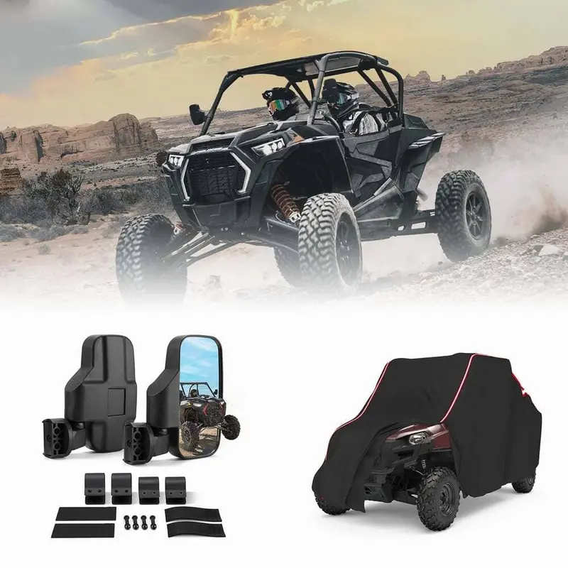 Kemimoto Polaris Rzr Utv Side View Mirror & Storage Cover 2