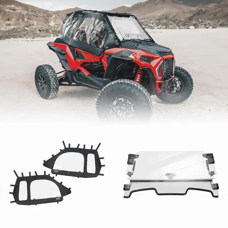 Kemimoto Polaris Rzr Xp 1000 Cab Enclosures 2 Soft Upper Doors & 3-In-1 Flip Windshield 1