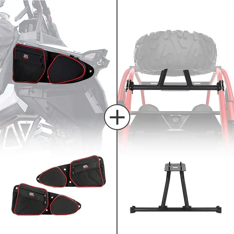 Kemimoto Polaris Rzr Xp 1000 Front Side Door Bags & Spare Tire Carrier Mount 1