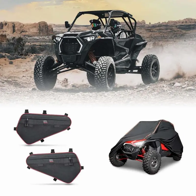 Kemimoto Polaris Rzr Xp 1000 Lower Door Storage Bag & Cover With Rlective Strip 1