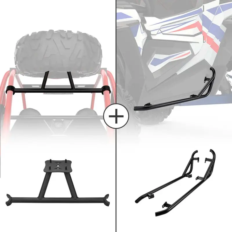 Kemimoto Polaris Rzr Xp 1000 Spare Tire Carrier Mount & Side Nerf Bars Rock Sliders 1