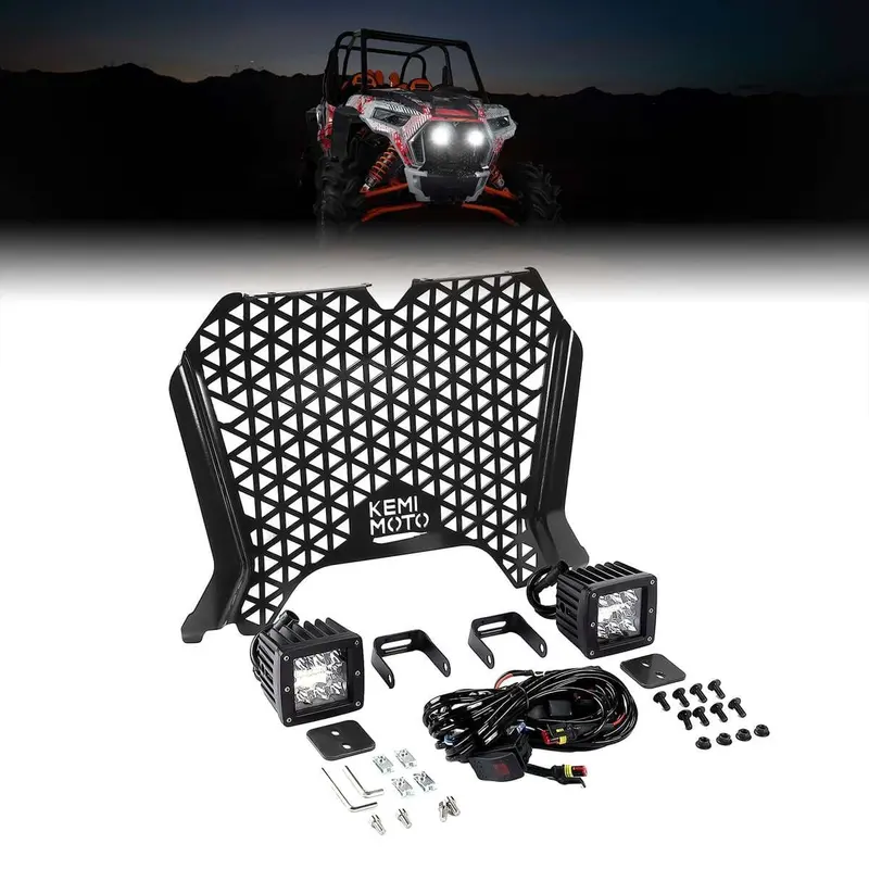 Kemimoto Polaris Rzr Xp 1000 Utv Metal Front Grill Light 1