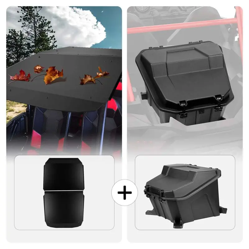 Kemimoto Polaris Rzr Xp 4 Turbo Aluminum Roof & Black Cargo Box 1