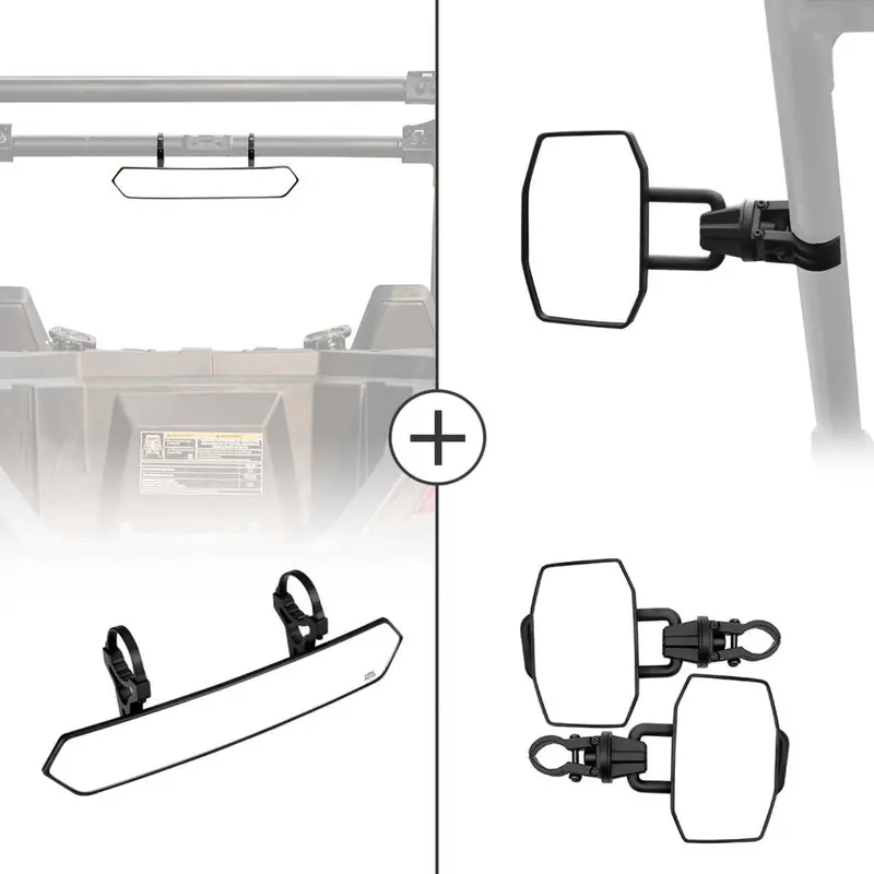 Kemimoto Rear View Mirror & Side View Mirrors Fit 1.75"/2.0" Roll Bar 1