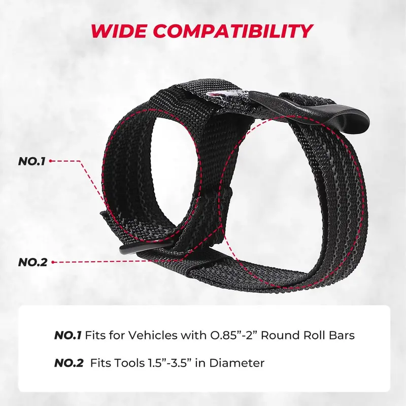 Kemimoto Shovel Holder Rubber Roof Rack Straps Fits 1.5"-3.5" Diameter Tools 2