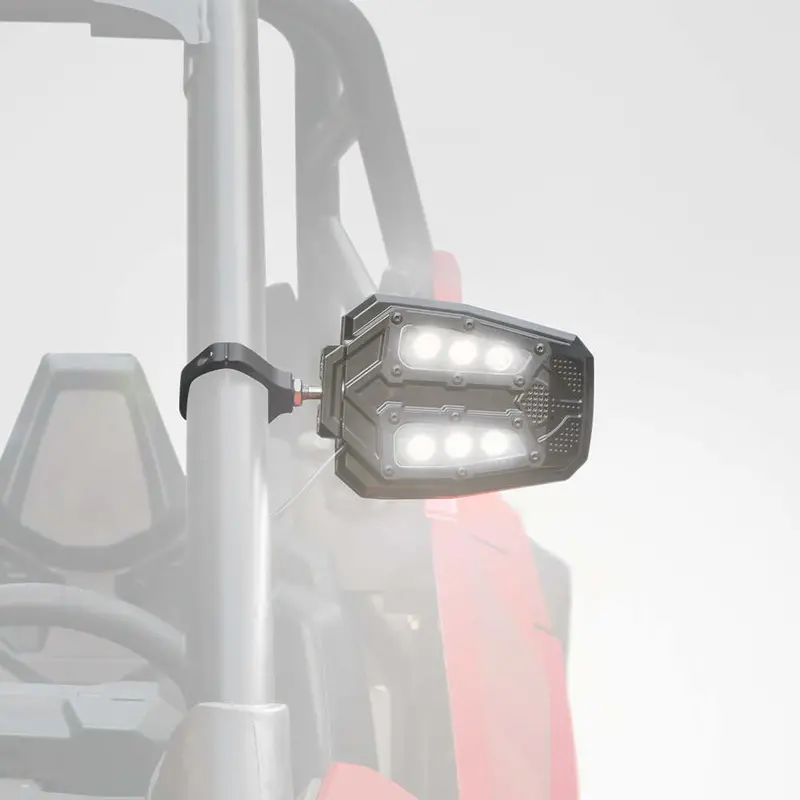 Kemimoto Universal 1.75"/2" Rear View Side Mirrors W/ Led Rock Light - 1 Pair 1