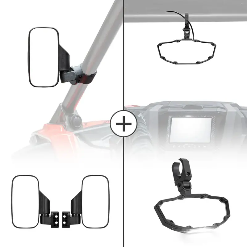 Kemimoto Utv 1.75"-2" Side View Mirrors & Center Mirror 1