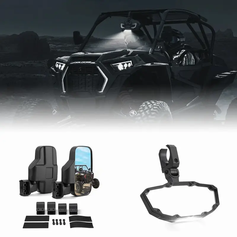 Kemimoto Utv 1.75"-2" Side View Mirrors & Center Mirror 2