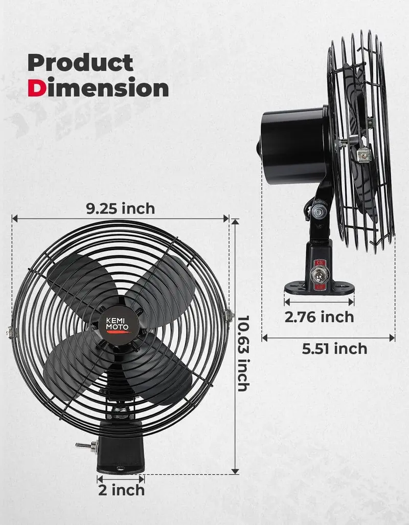 Kemimoto Utv 12V 8'' Cooling Fan 2