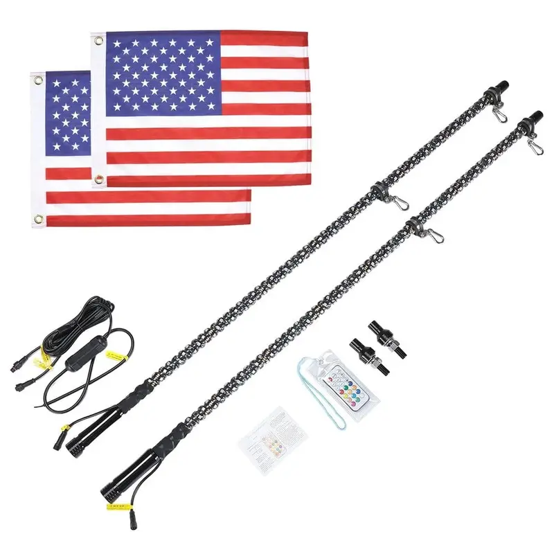 Kemimoto Utv 2Pcs 5Ft Spiral Whip Light With Rf Remote Control 1