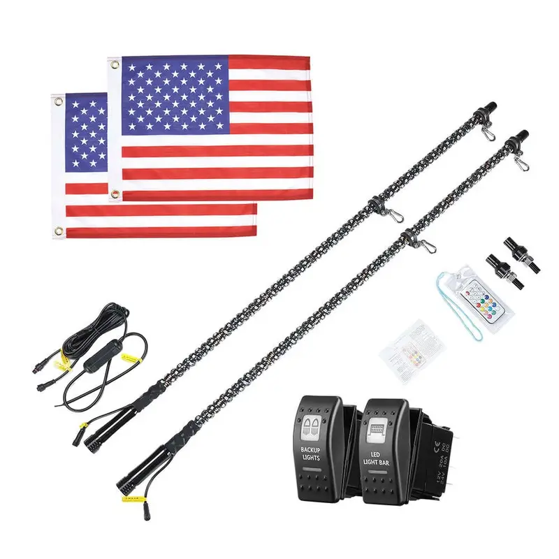 Kemimoto Utv 2Pcs 5Ft Spiral Whip Light With Rf Remote Control 2