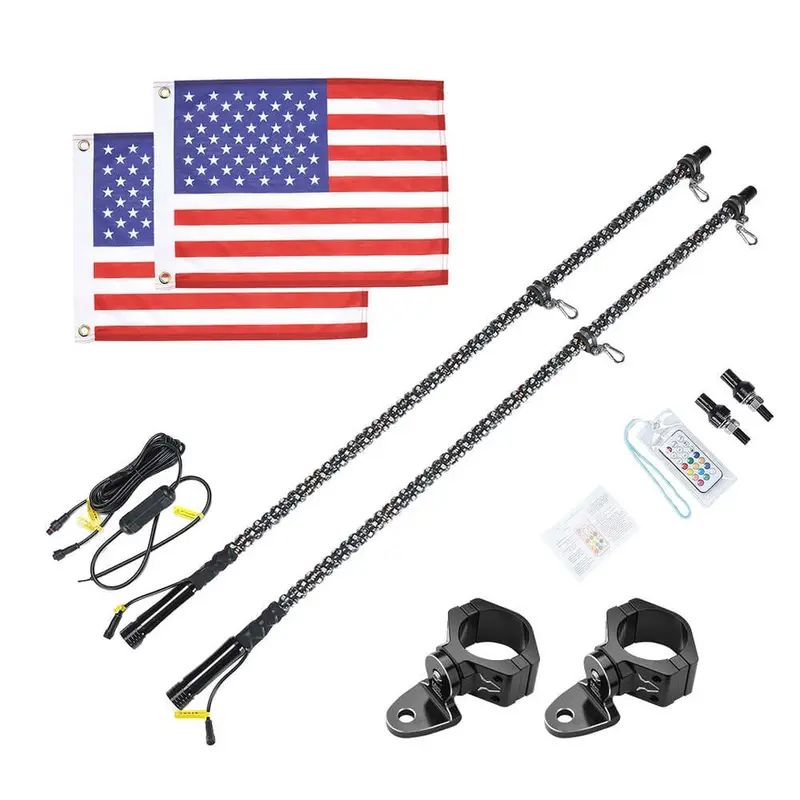 Kemimoto Utv 2Pcs 5Ft Spiral Whip Light With Rf Remote Control 4