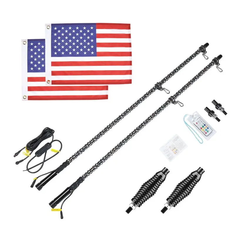 Kemimoto Utv 2Pcs 5Ft Spiral Whip Light With Rf Remote Control 5