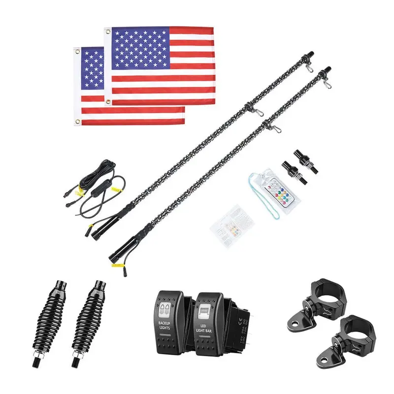 Kemimoto Utv 2Pcs 5Ft Spiral Whip Light With Rf Remote Control 5