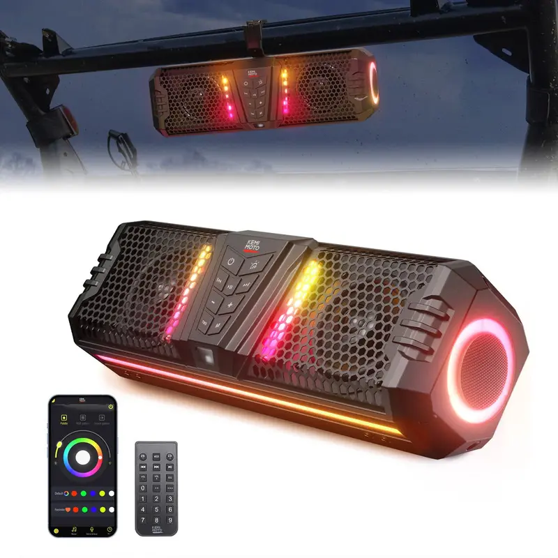 Kemimoto Utv Golf Cart Marine Boat Midnight 40 16'' Rgb Bluetooth Sound Bar 2
