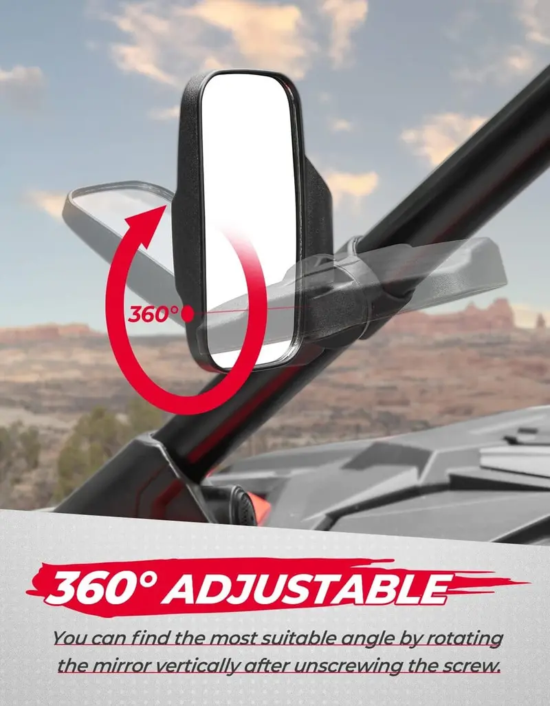 Kemimoto Yamaha Rhino Utv 1.75" - 2" Side View High Impact Convex Mirror 2