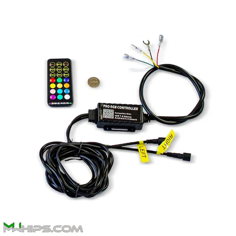 M Whips T1 Bluetooth Controlled Led Whip Harness W/ Remote - Pair 1