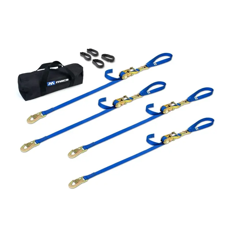 Mac’s 1″ Motorcycle Ratchet Tie-Down Kit with Soft Loops & Flat Snap Hooks