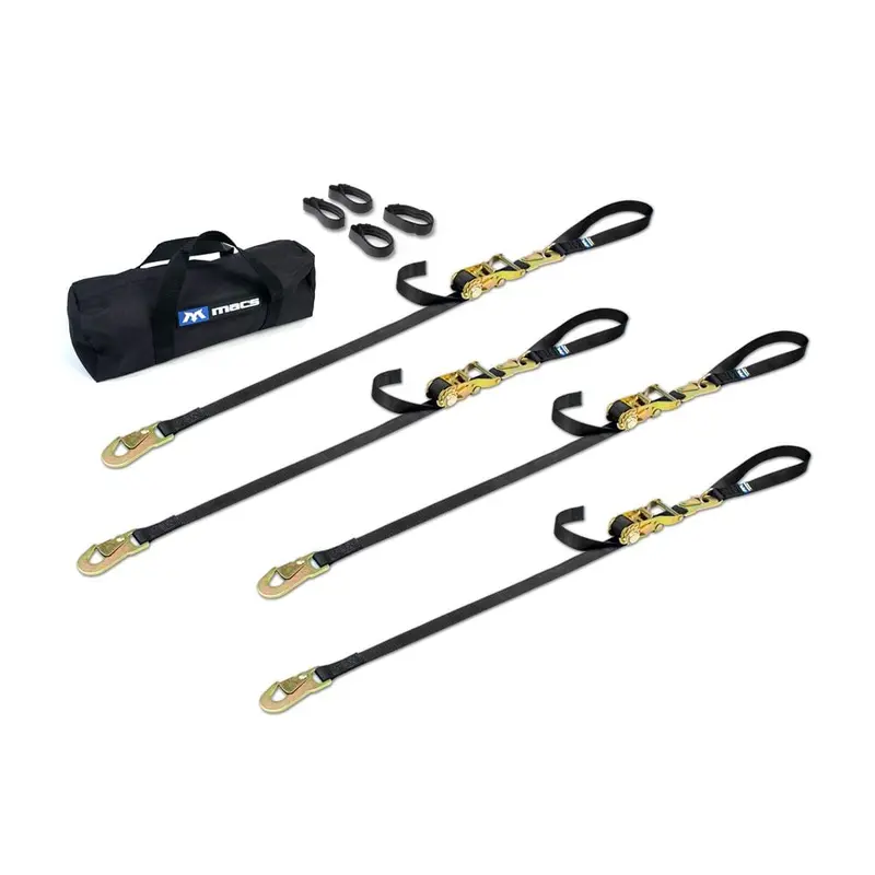 Mac’s 1″ Motorcycle Ratchet Tie-Down Kit with Soft Loops & Flat Snap Hooks