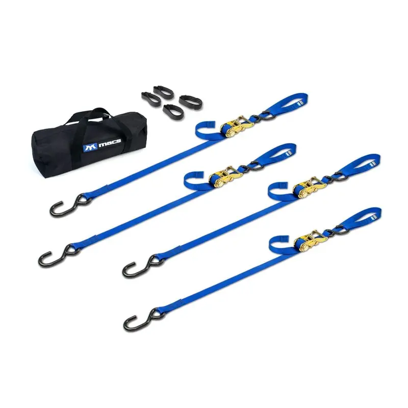 Mac’s Tie Downs 1-Inch Motorcycle Ratchet Straps with Soft Loops & S-Hooks