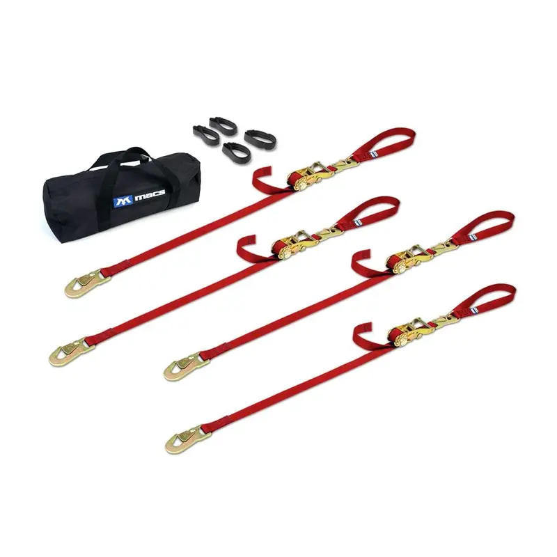 Mac's Tie Downs 1" Motorcycle Ratchet Tie-Down Pack With Integrated Soft Loops, Flat Snap Hooks 11