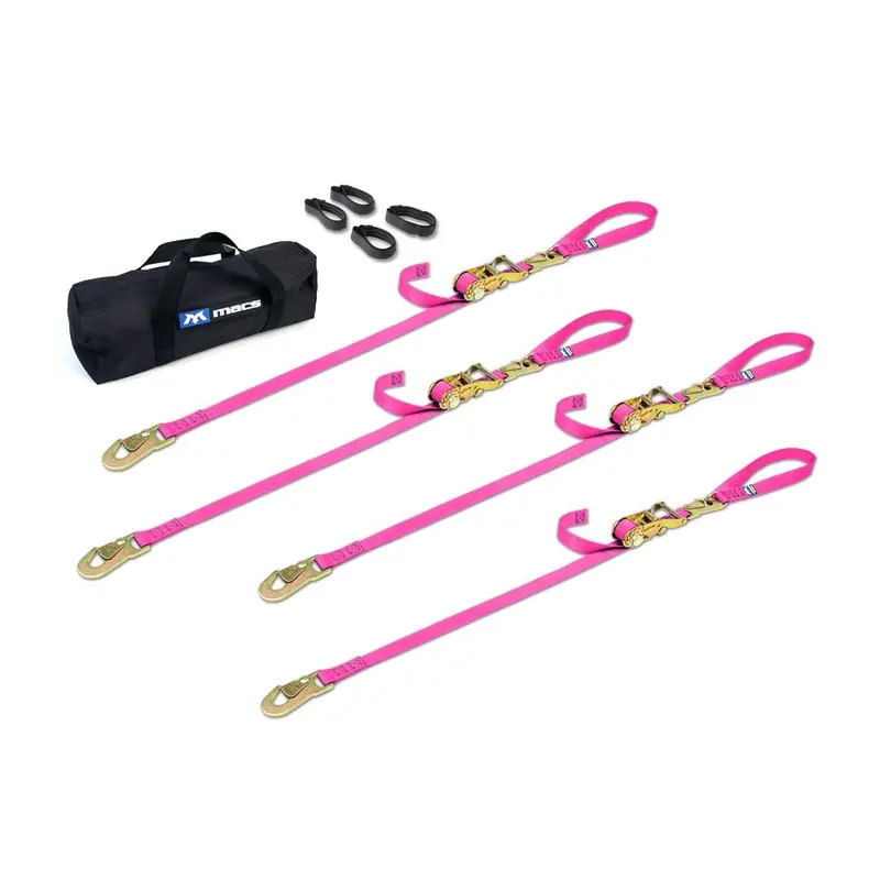 Mac's Tie Downs 1" Motorcycle Ratchet Tie-Down Pack With Integrated Soft Loops, Flat Snap Hooks 13