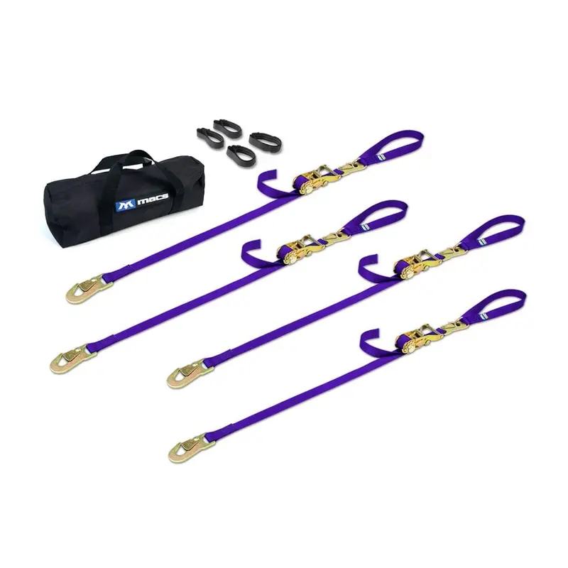 Mac's Tie Downs 1" Motorcycle Ratchet Tie-Down Pack With Integrated Soft Loops, Flat Snap Hooks 8