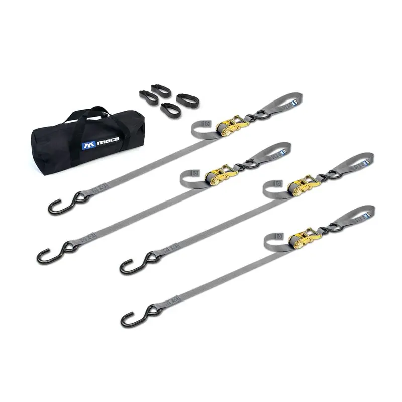 Mac's Tie Downs 1" Motorcycle Ratchet Tie-Down Pack With Integrated Soft Loops S-Hooks 11