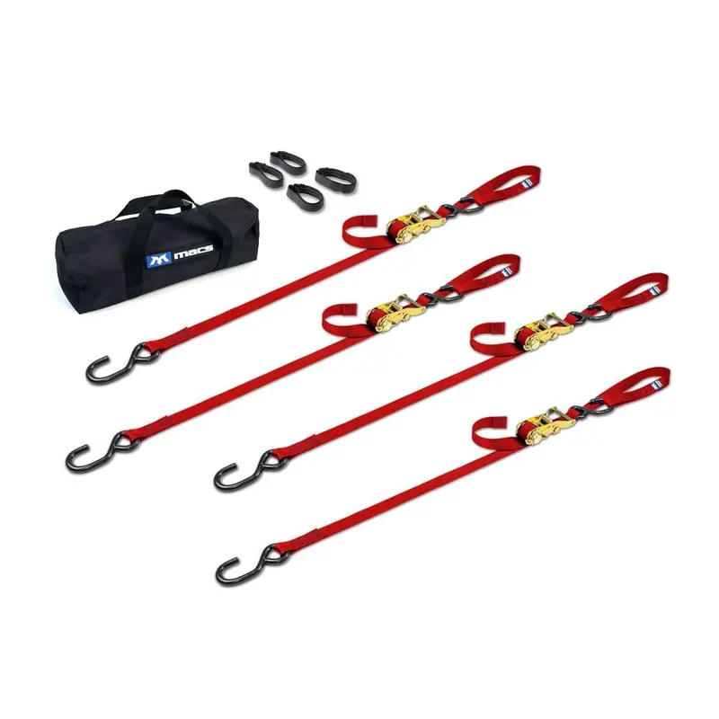 Mac's Tie Downs 1" Motorcycle Ratchet Tie-Down Pack With Integrated Soft Loops S-Hooks 13