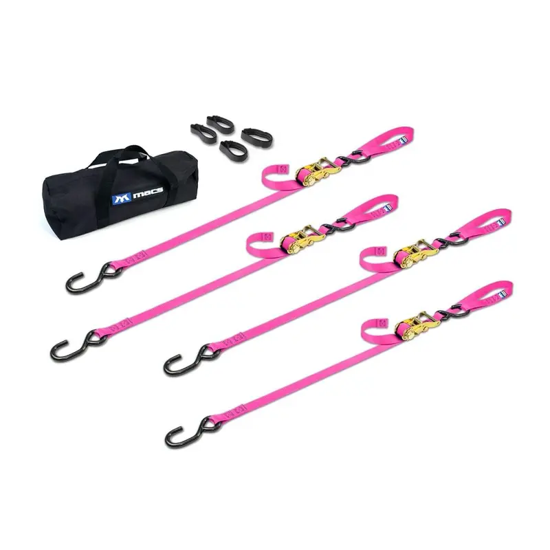 Mac's Tie Downs 1" Motorcycle Ratchet Tie-Down Pack With Integrated Soft Loops S-Hooks 14