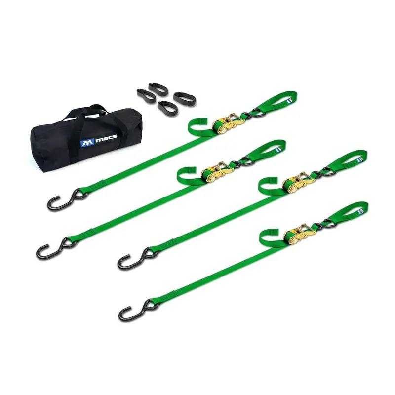 Mac's Tie Downs 1" Motorcycle Ratchet Tie-Down Pack With Integrated Soft Loops S-Hooks 8