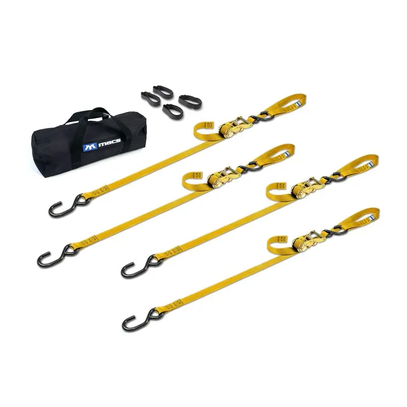 Mac's Tie Downs 1" Motorcycle Ratchet Tie-Down Pack With Integrated Soft Loops S-Hooks 9