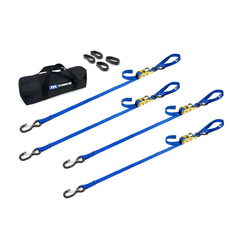 Mac's Tie Downs 1" Motorcycle Ratchet Tie-Down Pack With Integrated Soft Loops S-Hooks And Keepers 3