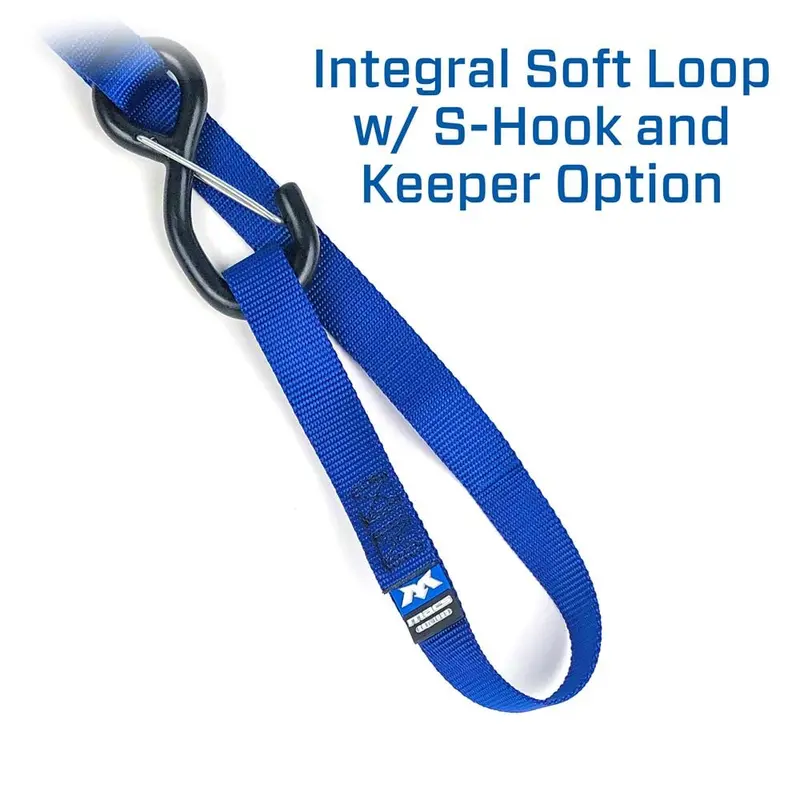 Mac's Tie Downs 1" Motorcycle Ratchet Tie-Down Strap With Integrated Soft Loop S-Hook And Keeper 4