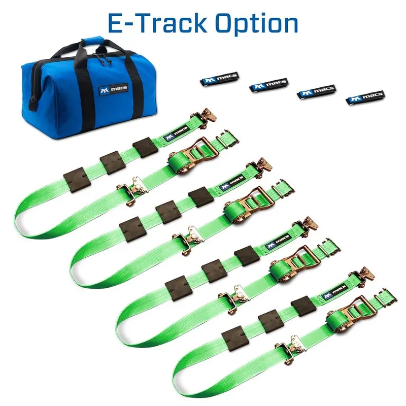 Mac's Tie Downs 2" Tire Block Strap Pack With E-Track Ends 1