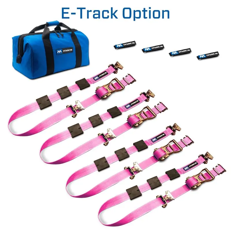Mac's Tie Downs 2" Tire Block Strap Pack With E-Track Ends 4