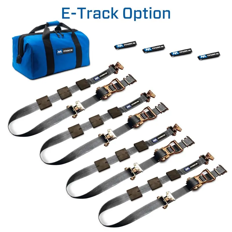 Mac's Tie Downs 2" Tire Block Strap Pack With E-Track Ends 5