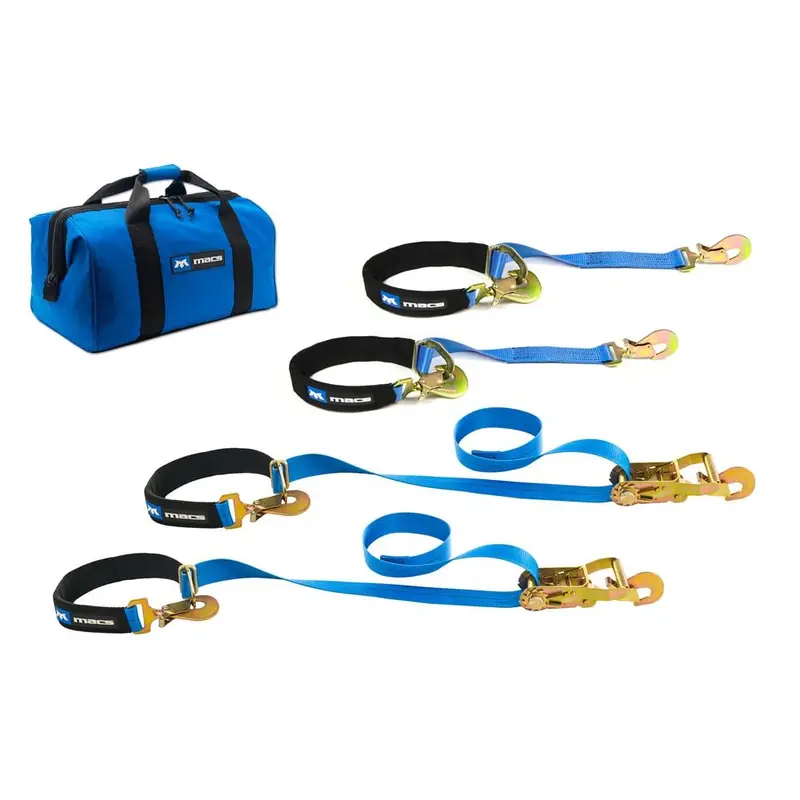 Mac’s Tie Downs Axle + 2″ x 4′ Tie-Back Strap Value Pack (Direct Hook Ends)