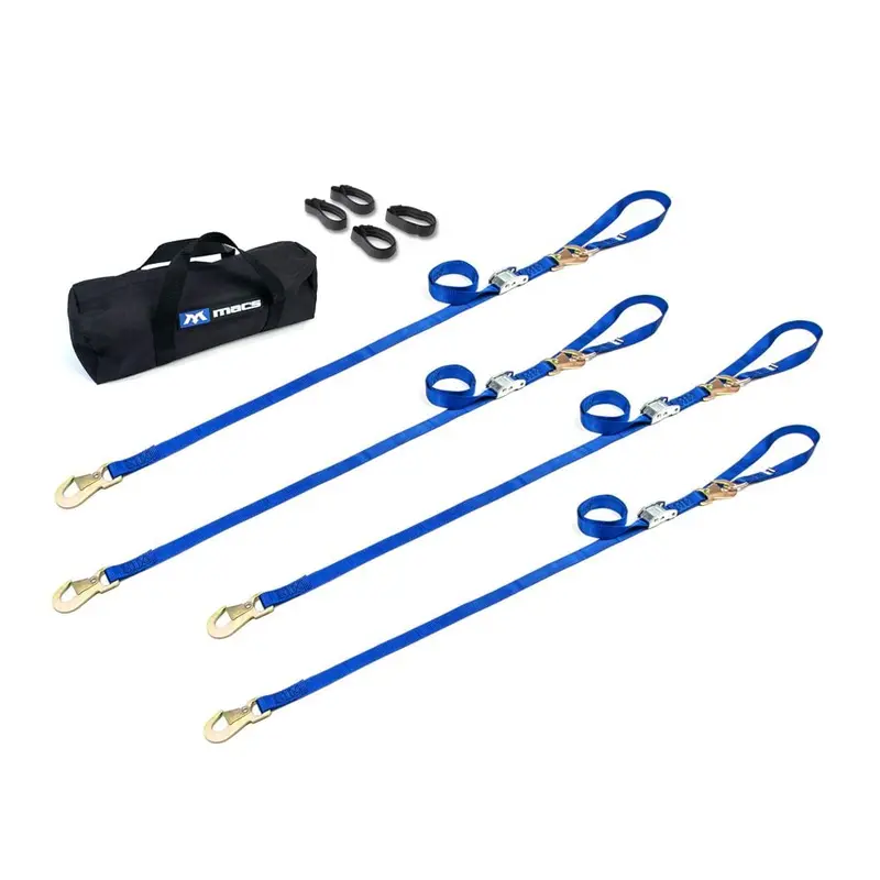 Mac’s Tie Downs Motorcycle Cam Strap Pack – Soft Loop Flat Snap Hooks