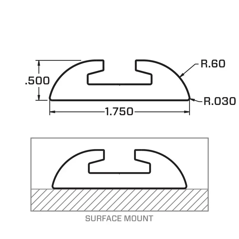Mac's Tie Downs Versatie Surface-Mounted Track Kit With Wide Contour Edge - Series 3 4