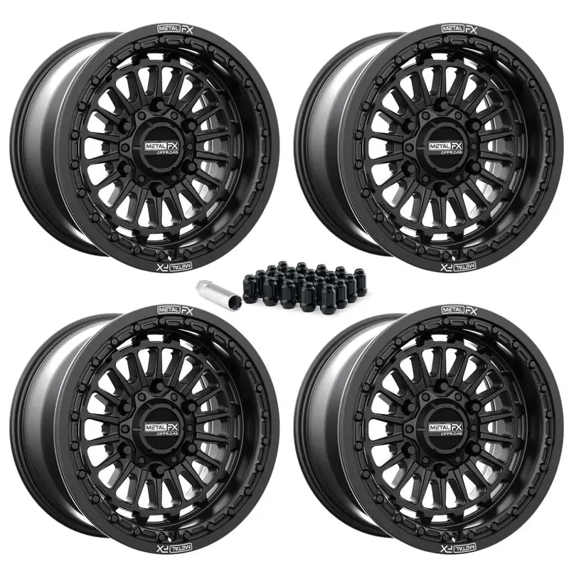 Metalfx Delta 6R Utv Beadlock Wheel Kit (6 Lug) - Satin Black 1
