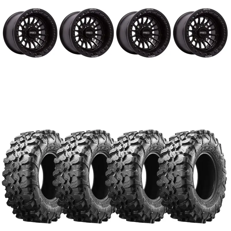 Metalfx Delta Black Beadlock & Maxxis Carnivore Radial Wheel & Tire Kit 1