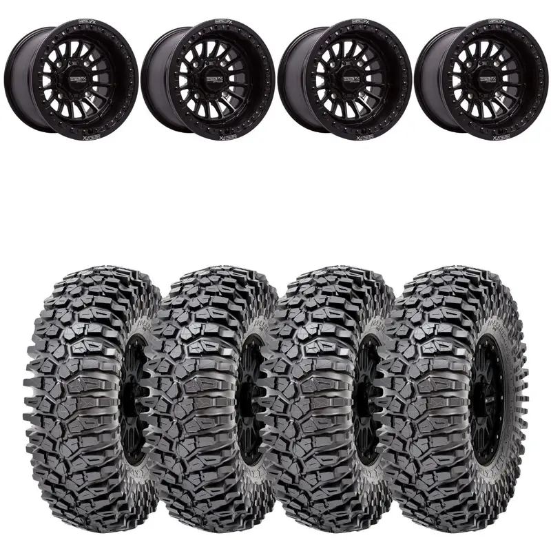 Metalfx Delta Black Beadlock & Maxxis Roxxzilla Radial Wheel & Tire Kit 1