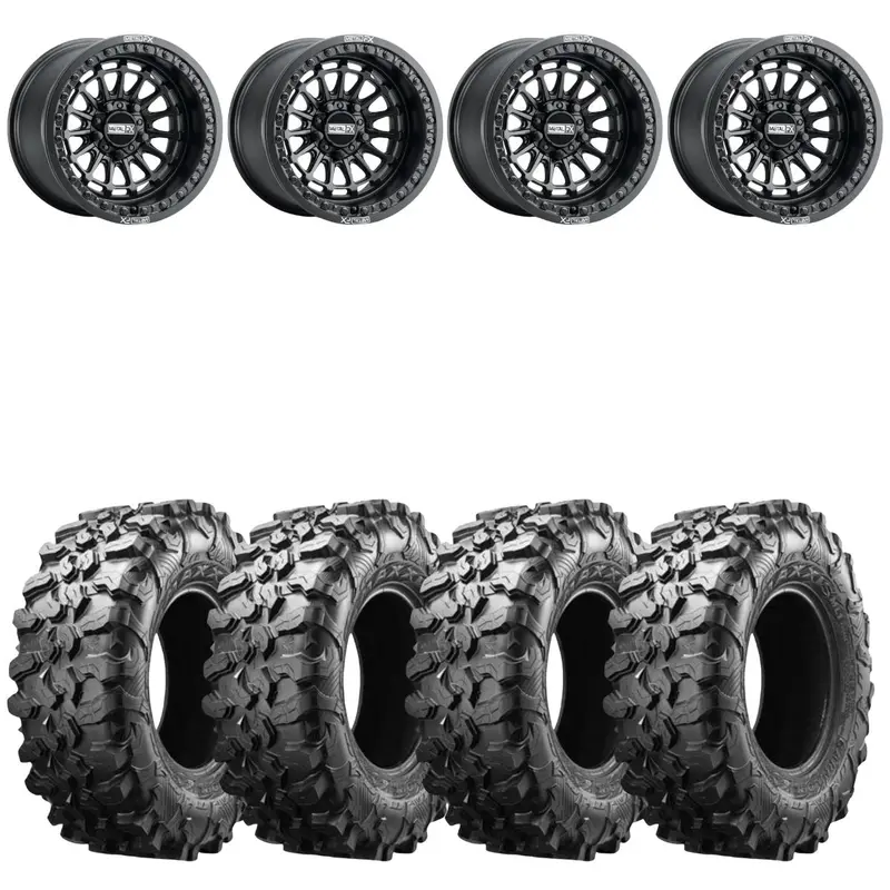 Metalfx Delta R Black Beadlock & Maxxis Carnivore Radial Wheel & Tire Kit 1