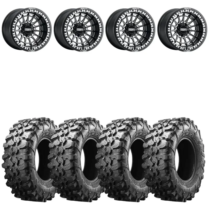 Metalfx Delta R Black Contrast Cut Beadlock & Maxxis Carnivore Radial Wheel & Tire Kit 1