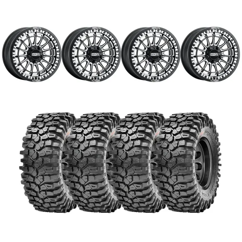 Metalfx Delta R Black Contrast Cut Beadlock & Maxxis Roxxzilla Radial Wheel & Tire Kit 1