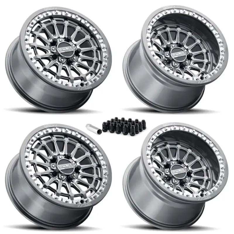 Metalfx Delta R Utv Beadlock Wheel Kit - Gunmetal Contrast Cut 1