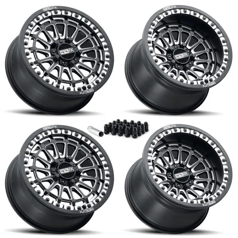 Metalfx Delta R Utv Beadlock Wheel Kit - Satin Black Contrast Cut 1