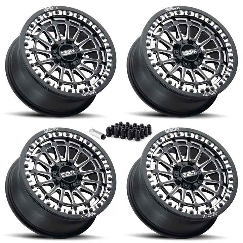 Metalfx Delta R Utv Beadlock Wheel Kit - Satin Black Contrast Cut 2
