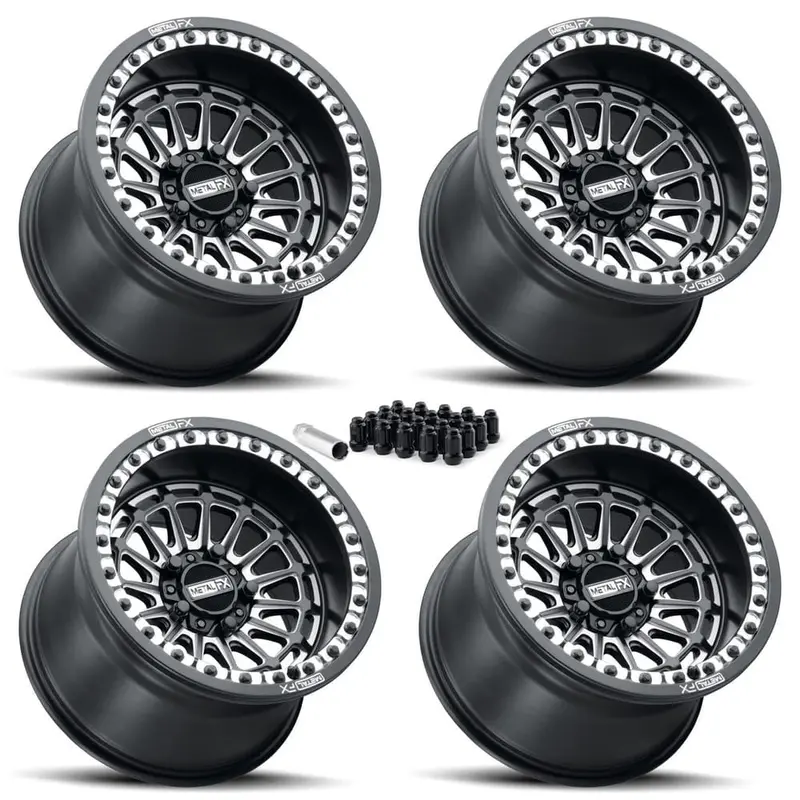 Metalfx Delta R Utv Beadlock Wheel Kit - Satin Black Contrast Cut 3